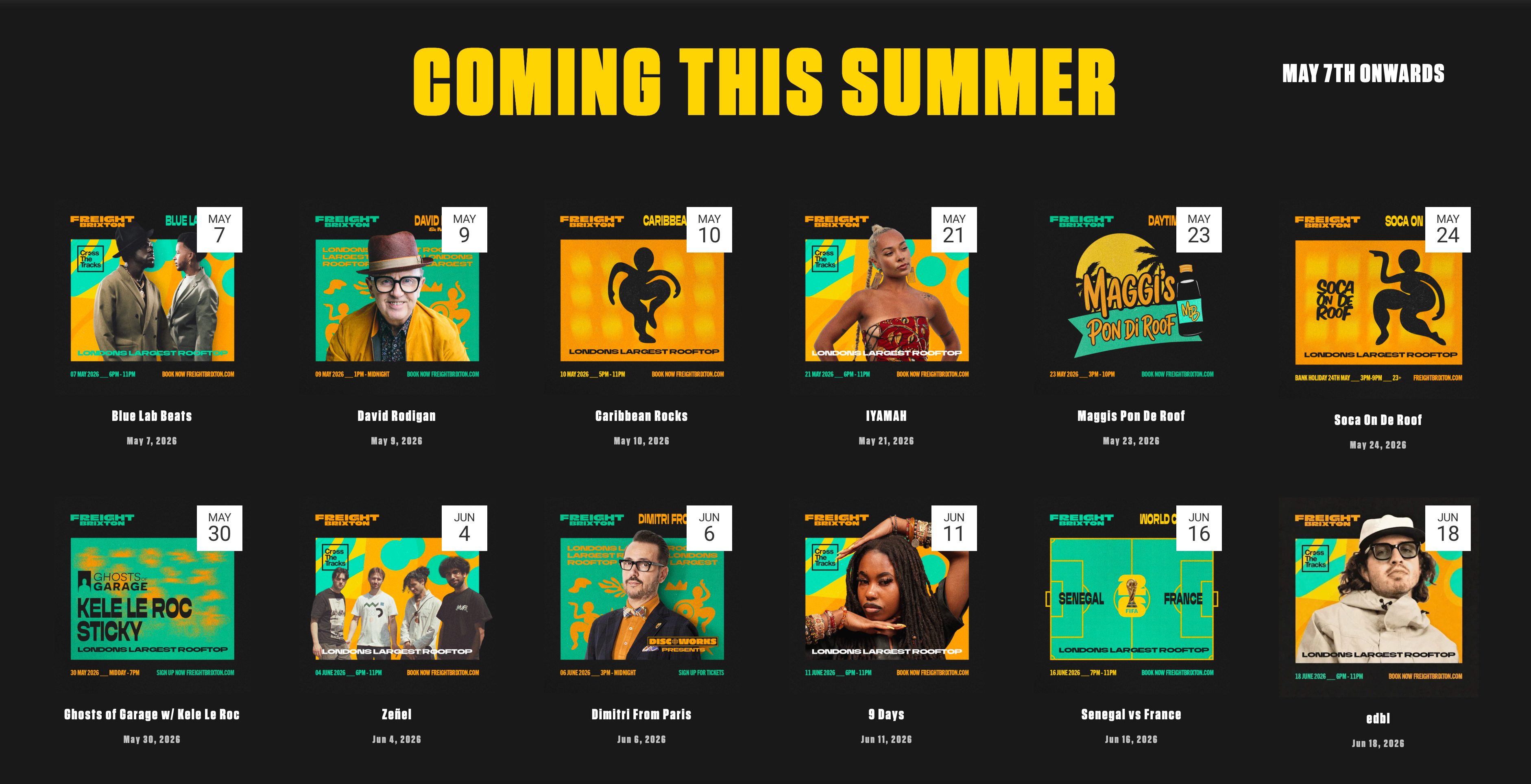 Freight Brixton summer 2026 event lineup